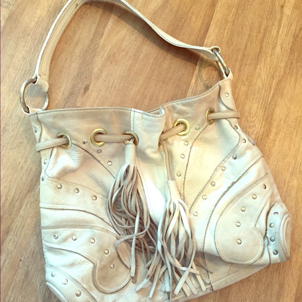 Vintage Bulga brand leather fringe should handbag